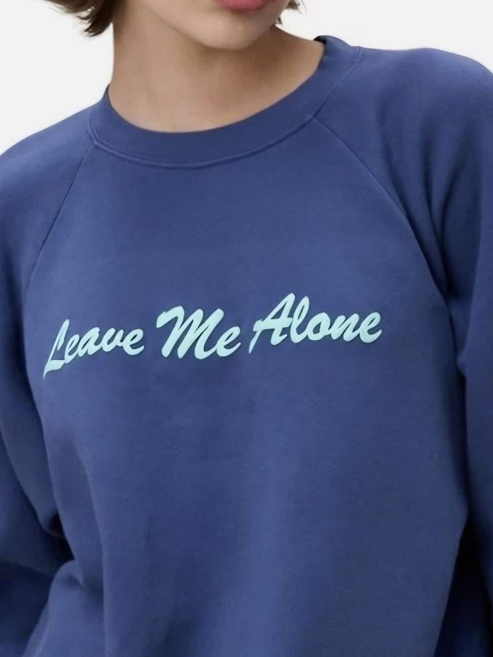 NWT Daydreamer Leave Me Alone Blue Graphic Crewneck Sweatshirt